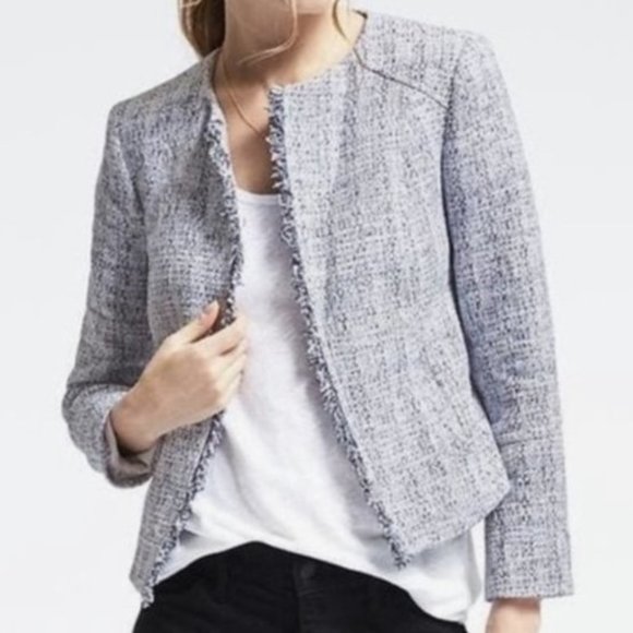 Banana Republic Jackets & Blazers - BANANA REPUBLIC • Nova Fides Tweed Fringe Blazer